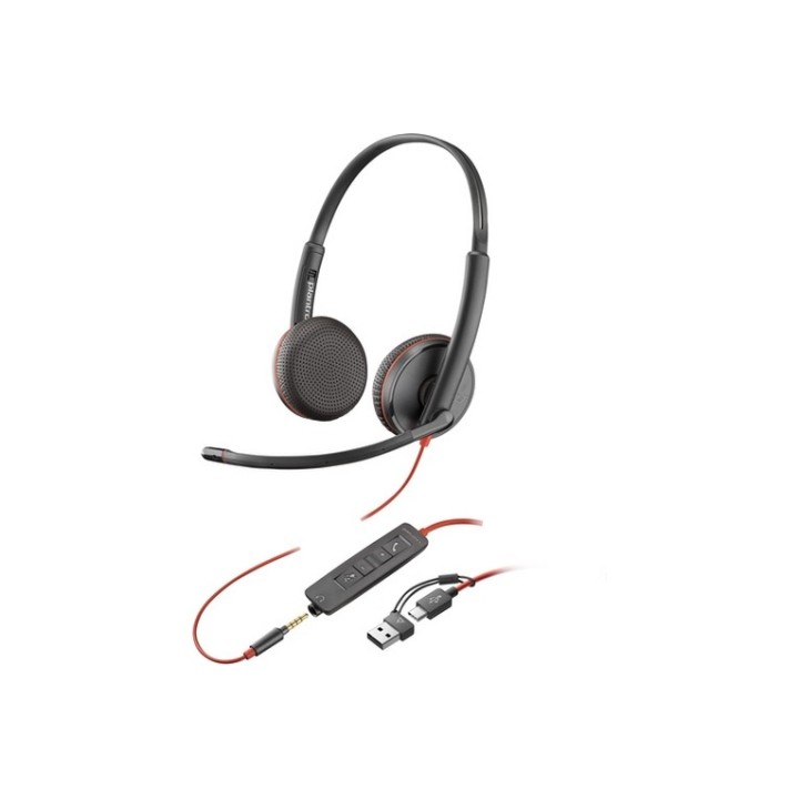 Poly Blackwire 3225 Stereo USB-C Headset +3.5mm Plug +USB-C/A Adapter (Bulk) - R (8X229A6) - HP