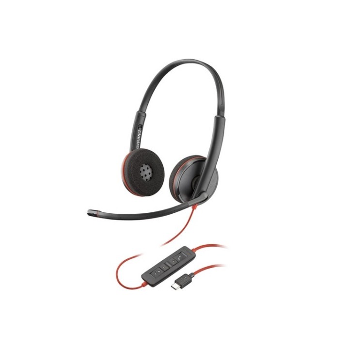 Poly Blackwire 3220 Stereo USB-C Headset +USB-C/A Adapter (Bulk) - Replaces Poly