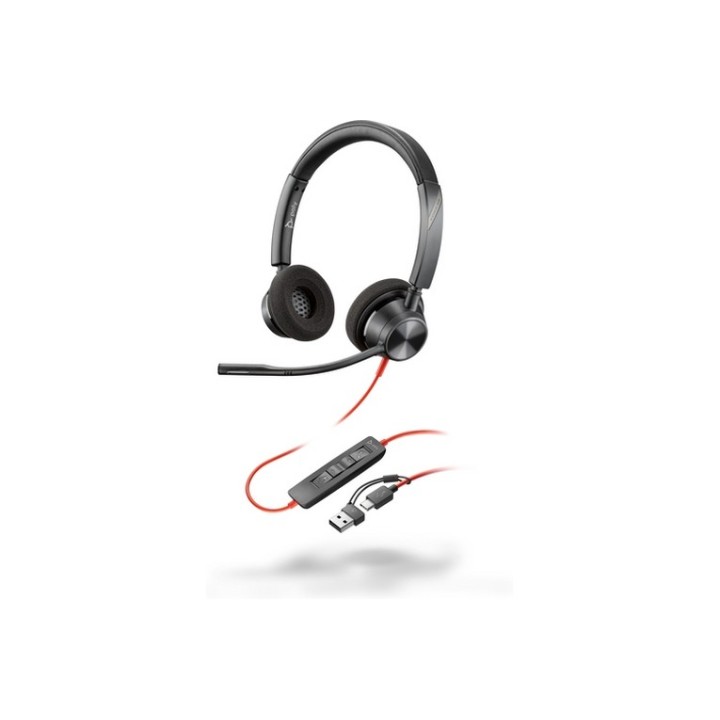 Poly Blackwire 3320 Stereo USB-C Headset +USB-C/A Adapter - Replaces Poly SKU 21 (8X219AA) - HP