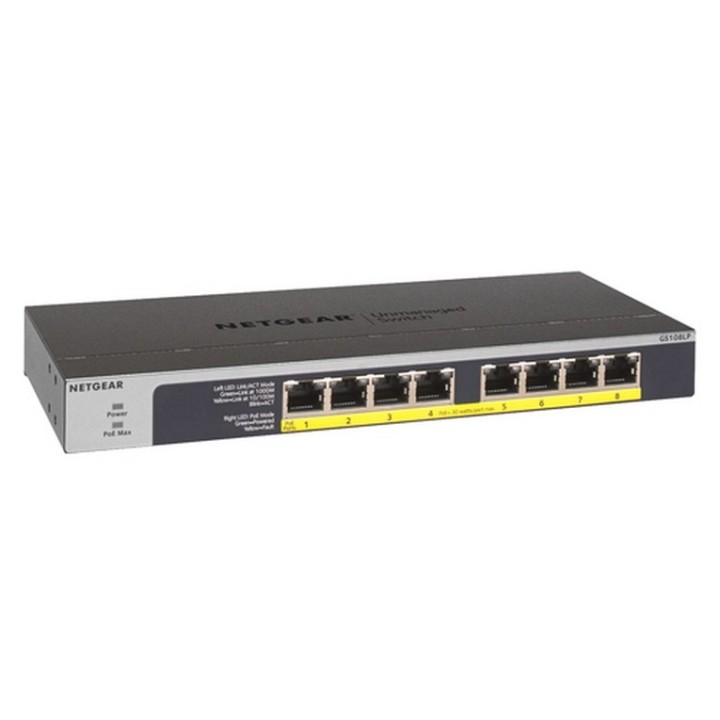 Switch Unmanaged 8 porte 1G PoE+ 60W Switch Unmanaged Gigabit a 8 porte 10/100/1 (GS108LP-100EUS) - NETGEAR