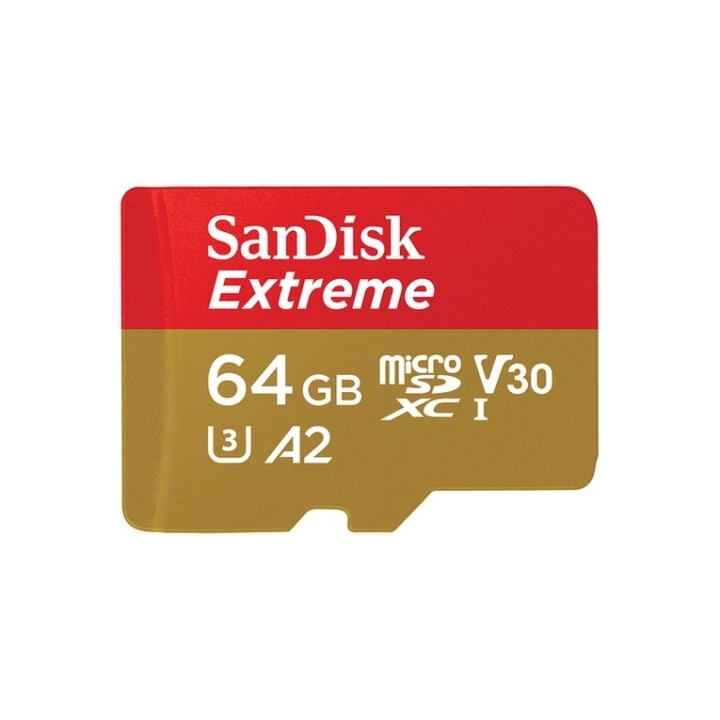 SanDisk Extreme - Scheda di memoria flash (adattatore da microSDXC a SD in dotaz (SDSQXAH-064G-GN6AA)