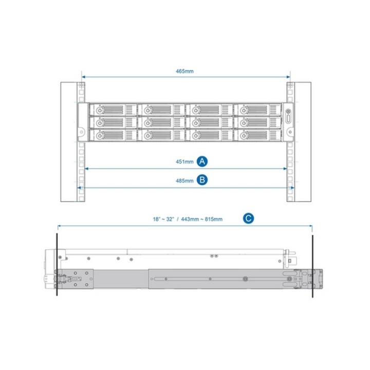 QNAP RAIL-B02 - Kit rack rail - per QNAP QGD-1600 (RAIL-B02)