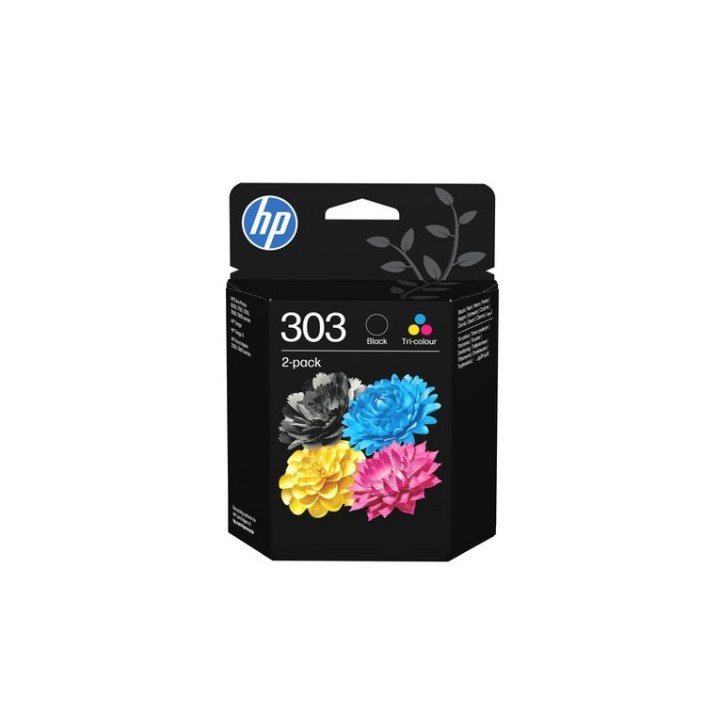 HP 303 - Confezione da 2 - pigmento nero, colore (ciano, magenta, giallo) - orig (3YM92AELS1)