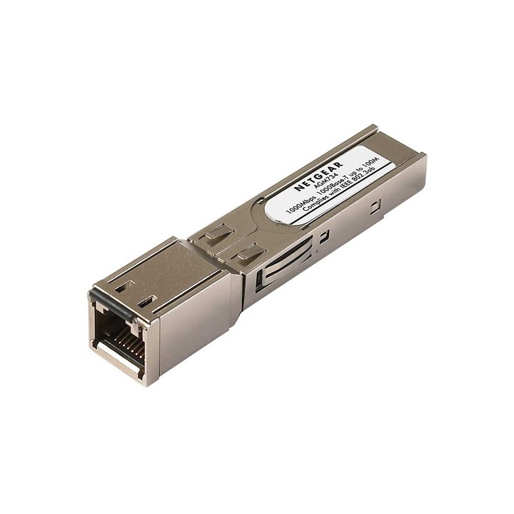 Modulo ProSafe SFP 1000Base-T (Gigabit Ethernet) con terminazione RJ45, per switch full managed GSM7328FS. Per collegamenti sin