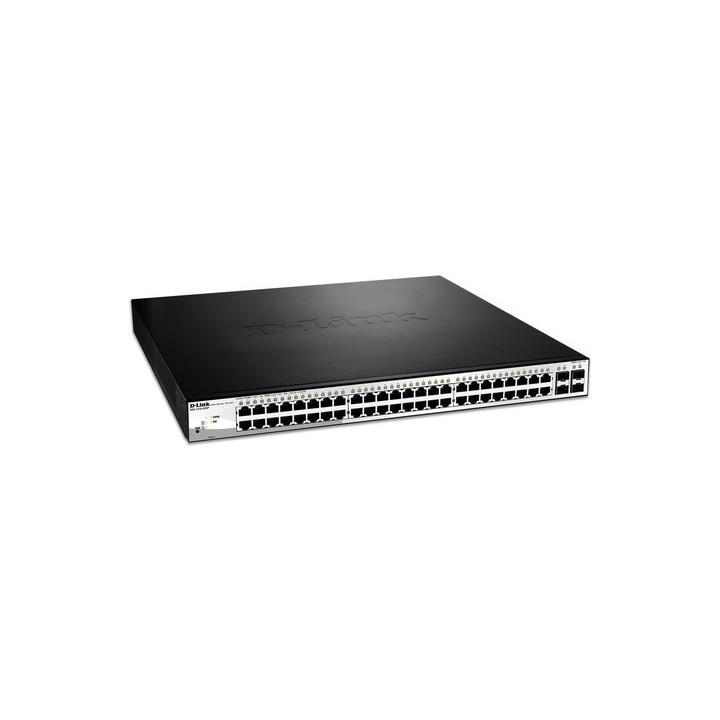 D-Link Web Smart DGS-1210-52MP - Switch - gestito - 8 x 10/100/1000 (PoE+) + 40 x 10/100/1000 (PoE) + 4 x SFP - desktop, montab