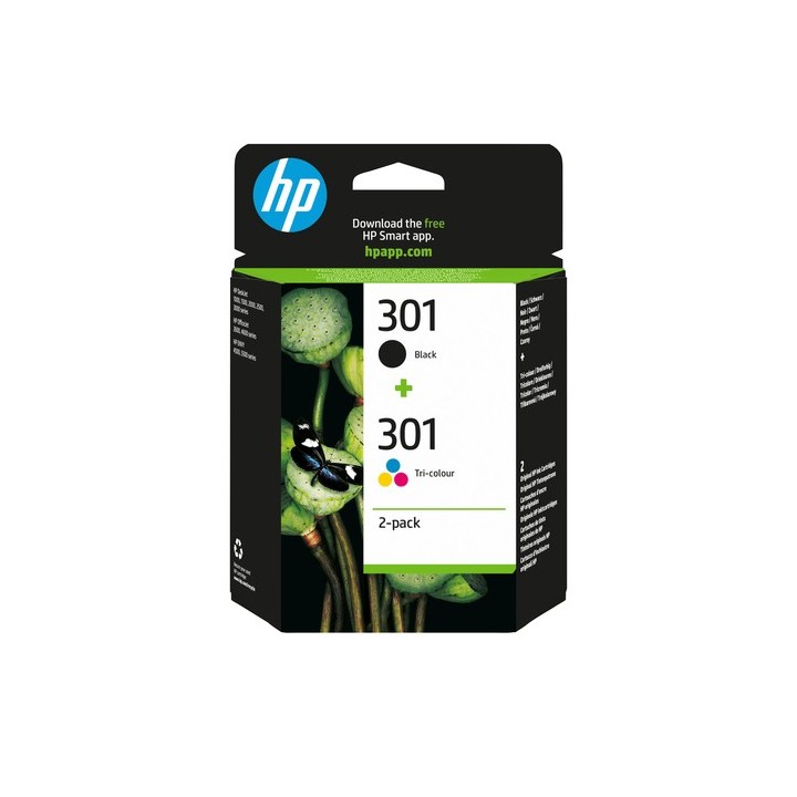 HP 301 - Confezione da 2 - nero, colore (ciano, magenta, giallo) - originale - cartuccia d'inchiostro - per HP DeskJet 1000, 10