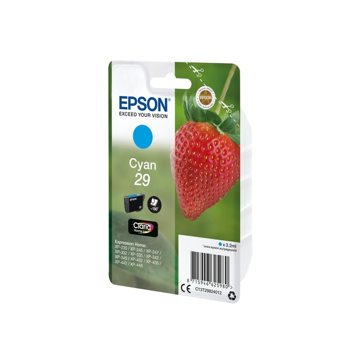 Epson 29 - 3.2 ml - ciano - originale - blister - cartuccia d'inchiostro - per Expression Home XP-245, 247, 255, 257, 332, 342,