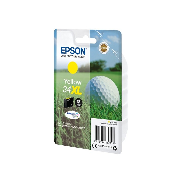 Epson 34XL - 10.8 ml - XL - giallo - originale - blister - cartuccia d'inchiostro - per WorkForce Pro WF-3720, WF-3720DWF, WF-3