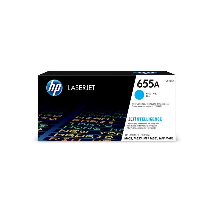 HP 655A - Ciano - originale - LaserJet - cartuccia toner (CF451A) - per Color LaserJet Managed Flow MFP M681, LaserJet Enterpri