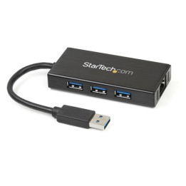 Startech Hub Portatile USB 3.0 con Adattatore NIC Ethernet Gigabit Gbe in alluminio con cavo - UASP - Hub - 3 x SuperSpeed USB