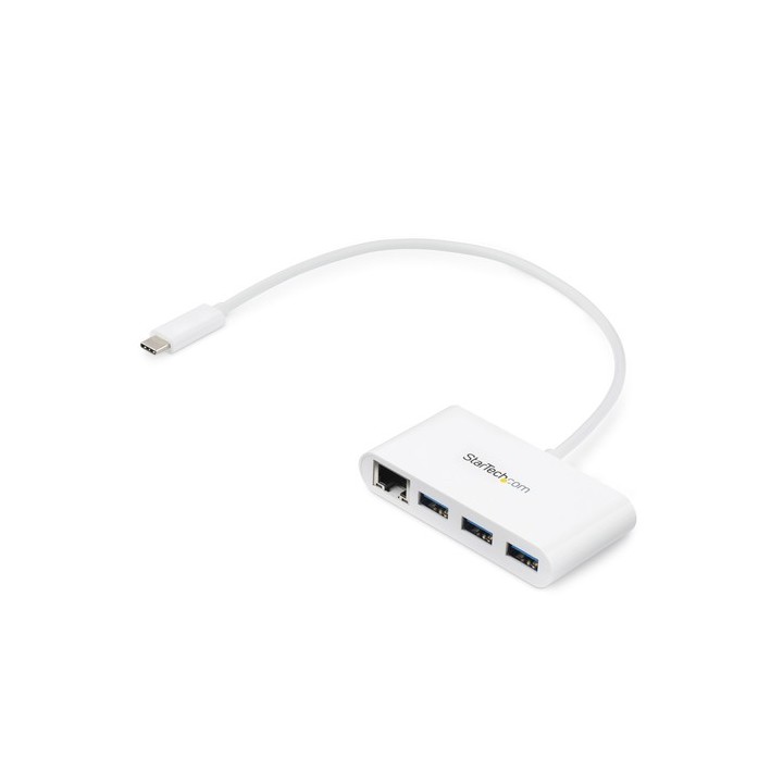 Startech Hub USB 3.0 a 3 porte con Gigabit Ethernet - USB-C a 3x USB-A - Perno e Concentratore USB Type-C - Bianco - Hub - 3 x 