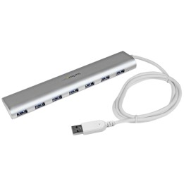 Startech Hub USB 3.0 a 7 porte compatto con cavo integrato - Hub USB in alluminio perfetta per MacBook - Argento - Switch condi
