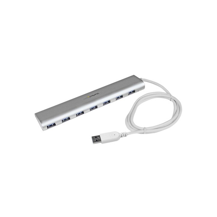 Startech Hub USB 3.0 a 7 porte compatto con cavo integrato - Hub USB in alluminio perfetta per MacBook - Argento - Switch condi