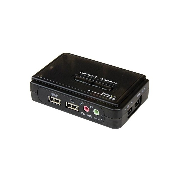 Startech Switch KVM a 2 porte VGA USB con audio e cavi - Commutatore VGA USB a doppia porta - Colore Nero - Switch KVM / audio