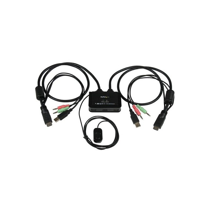 Startech Switch KVM cavo HDMI USB 2 porte con audio e switch remoto - Alimentazione USB - Switch KVM / audio - 2 x KVM / audio
