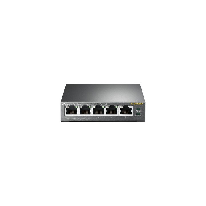 TP-Link TL-SG1005P - Switch - unmanaged - 4 x 10/100/1000 (PoE) + 1 x 10/100/1000 - desktop - PoE (56 W)