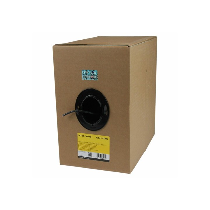 StarTech.com Matassa di cavi LAN Cat5e solidi UTP da 305 m - Bobina di rete ethernet RJ45 - Nero (WIR5ECMRBK) - Cavo bulk - 304