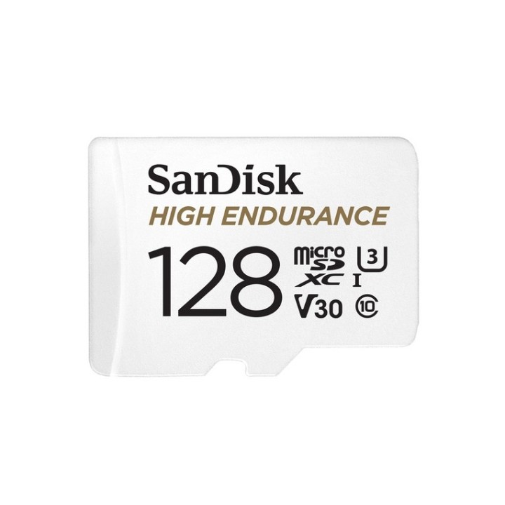 SanDisk High Endurance - Scheda di memoria flash (adattatore da microSDXC a SD in dotazione) - 128 GB - Video Class V30 / UHS-I