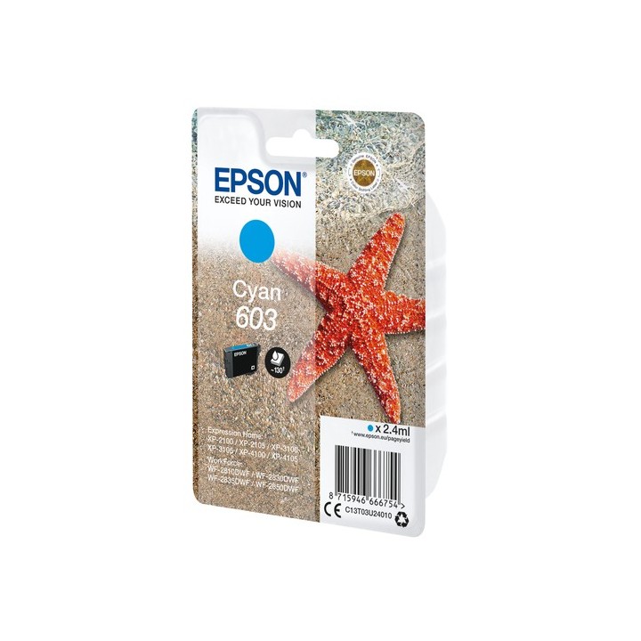 Epson 603 - 2.4 ml - ciano - originale - blister - cartuccia d'inchiostro - per Expression Home XP-2150, 2155, 3150, 3155, 4150
