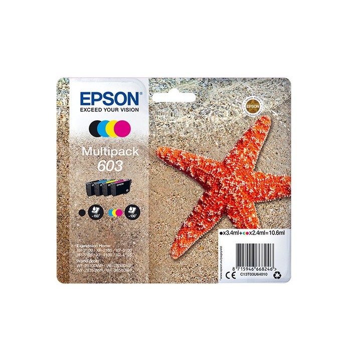 Epson 603 Multipack - Confezione da 4 - nero, giallo, ciano, magenta - originale - blister - cartuccia d'inchiostro - per Expre