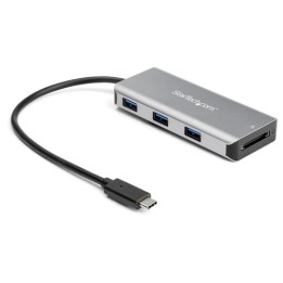 Startech Hub USB-C a 3 porte con lettore per schede SD - 10 Gbps - 3 USB-A (HB31C3ASDMB) - Hub - 1 x USB-C + 3 x USB 3.1 - desk
