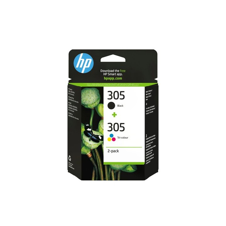 HP 305 - Confezione da 2 - nero, colore (ciano, magenta, giallo) - originale - cartuccia d'inchiostro - per Deskjet 23XX, 27XX,