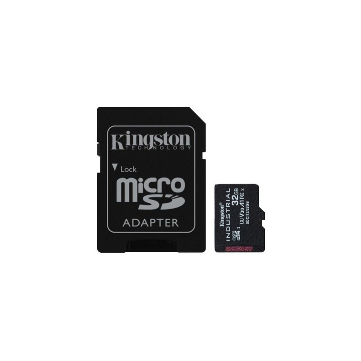 Kingston Industrial - Scheda di memoria flash (adattatore microSDHC per SD in dotazione) - 32 GB - A1 / Video Class V30 / UHS-I