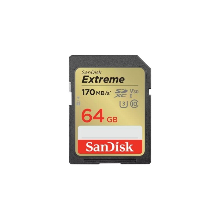 SanDisk Extreme - Scheda di memoria flash - 64 GB - Video Class V30 / UHS-I U3 / Class10 - UHS-I SDXC