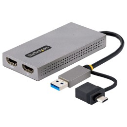 StarTech.com Adattatore USB 3.0 a HDMI, Scheda Video Esterna USB 3.0 a Doppio HDMI (1x 4K30Hz/1x 1080p), Cavo da 11cm, Converti