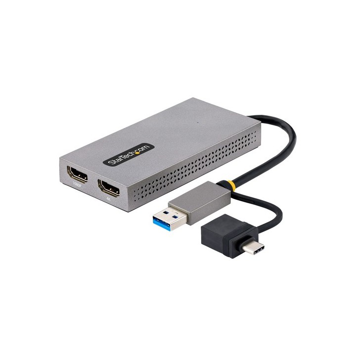 StarTech.com Adattatore USB 3.0 a HDMI, Scheda Video Esterna USB 3.0 a Doppio HDMI (1x 4K30Hz/1x 1080p), Cavo da 11cm, Converti