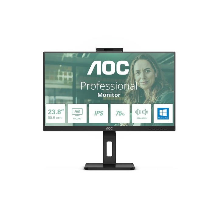 AOC Pro-line 24P3CW - Monitor a LED - 24" (23.8" visualizzabile) - 1920 x 1080 Full HD (1080p) @ 75 Hz - IPS - 300 cd/m² - 1000