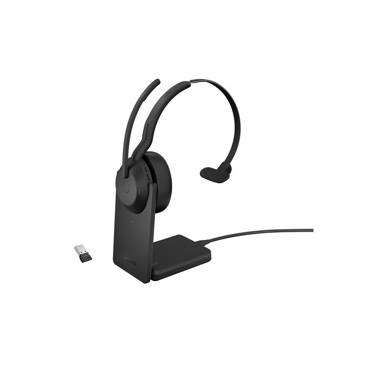 Jabra Evolve2 55 UC Mono - Cuffie con microfono - on-ear - Bluetooth - senza fili - eliminazione rumore attivata - USB-A - nero