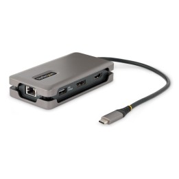StarTech.com USB-C Multiport Adapter, 4K 60Hz HDMI/DP Video, 3-Port USB Hub, 100W Power Delivery Pass-Through, GbE, USB Type-C 