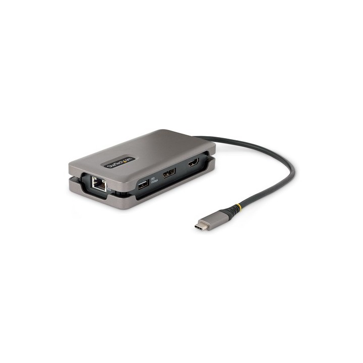 StarTech.com USB-C Multiport Adapter, 4K 60Hz HDMI/DP Video, 3-Port USB Hub, 100W Power Delivery Pass-Through, GbE, USB Type-C