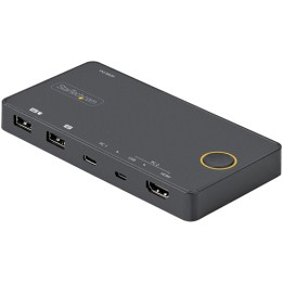 Startech Switch KVM ibrido HDMI + USB-A e USB-C a 2 porte - Monitor singolo HDMI 2.0 4K 60Hz - Switch KVM compatto per desktop/