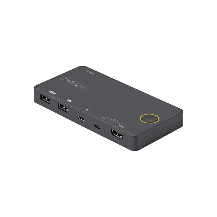 Startech Switch KVM ibrido HDMI + USB-A e USB-C a 2 porte - Monitor singolo HDMI 2.0 4K 60Hz - Switch KVM compatto per desktop/