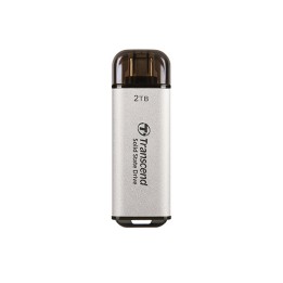 Transcend ESD300S - SSD - 2 TB - esterno (portatile) - USB 3.2 Gen 2x1 (USB-C connettore) - argento