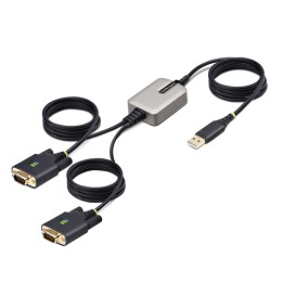 StarTech Cavo da USB a seriale a 2 porte RS232 da 4m, FTDI - Cavo USB / seriale - USB (M) a DB-9 (M) avvitabile - 4 m - nero