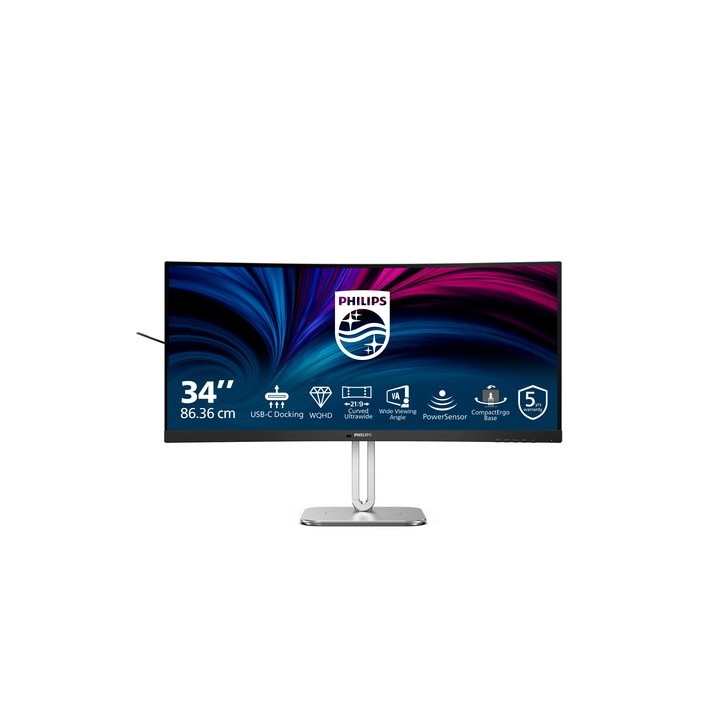 Philips 34B2U5600C - 5000 Series - monitor a LED - curvato - USB - 34" - 3440 x 1440 WQHD @ 120 Hz - VA - 300 cd/m² - 4000:1 - 