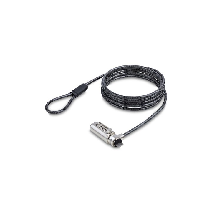 StarTech.com Nano Slot Compatible 6.6ft (2m) Cable Lock, Laptop Security - Blocco cavo di sicurezza - nero e argento - 2 m