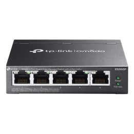 TP-Link Omada ES205GP V1 - Switch - gestito - 4 x 10/100/1000 (PoE+) + 1 x 10/100/1000 - desktop, montaggio a parete - PoE+ (65