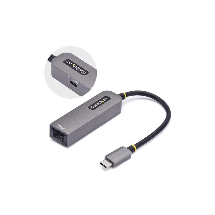 Startech USB-C to Ethernet Adapter, NIC, 1Gbps - Adattatore di rete - USB-C 3.2 Gen 1 - Gigabit Ethernet + USB-C 3.2 Gen 1 - gr