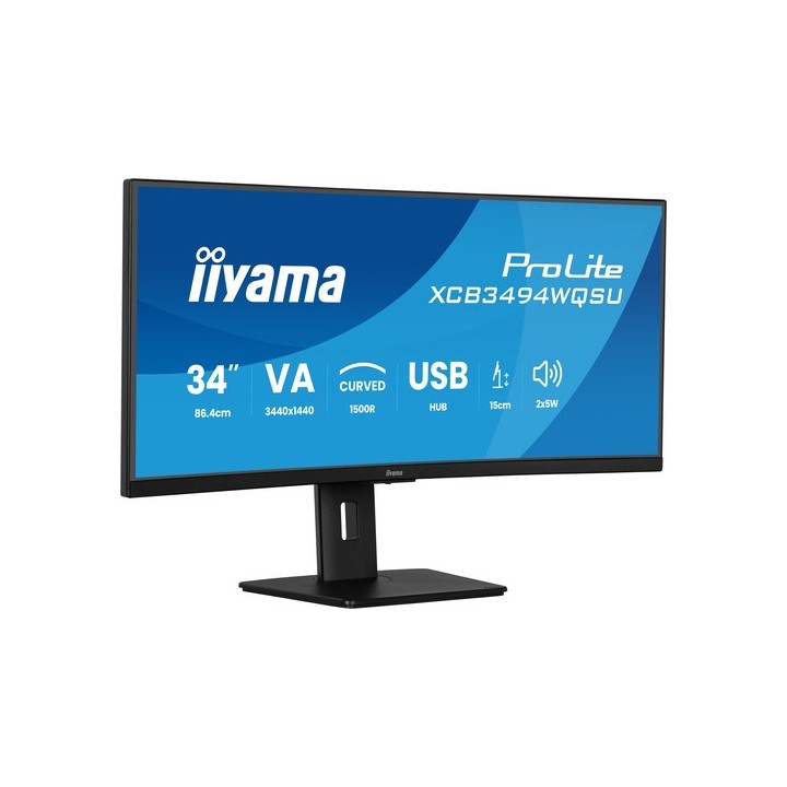 iiyama ProLite XCB3494WQSU-B1 - Monitor a LED - curvato - 34" - 3440 x 1440 UWQHD @ 120 Hz - VA - 350 cd/m² - 3000:1 - 0.4 ms -
