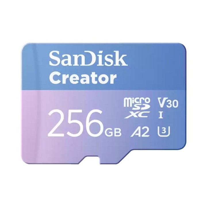 SanDisk Creator - Scheda di memoria flash (adattatore da microSDXC a SD in dotazione) - 256 GB - A2 / Video Class V30 / UHS-I U