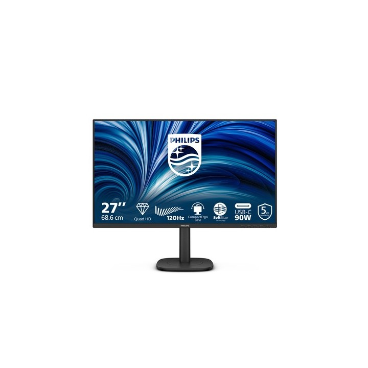 Philips 27B2U3601 - 3000 Series - monitor a LED - 27" - 2560 x 1440 QHD @ 120 Hz - IPS - 350 cd/m² - 1500:1 - 4 ms - HDMI, Disp