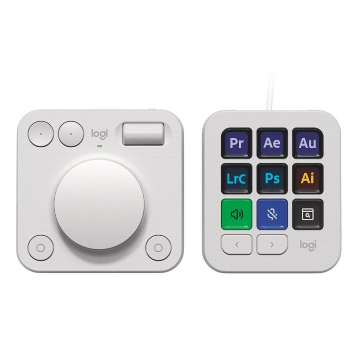 Logitech Master Series MX Creative Console - Set di tastiera e tastierino - retroilluminato - USB-C - grigio pallido