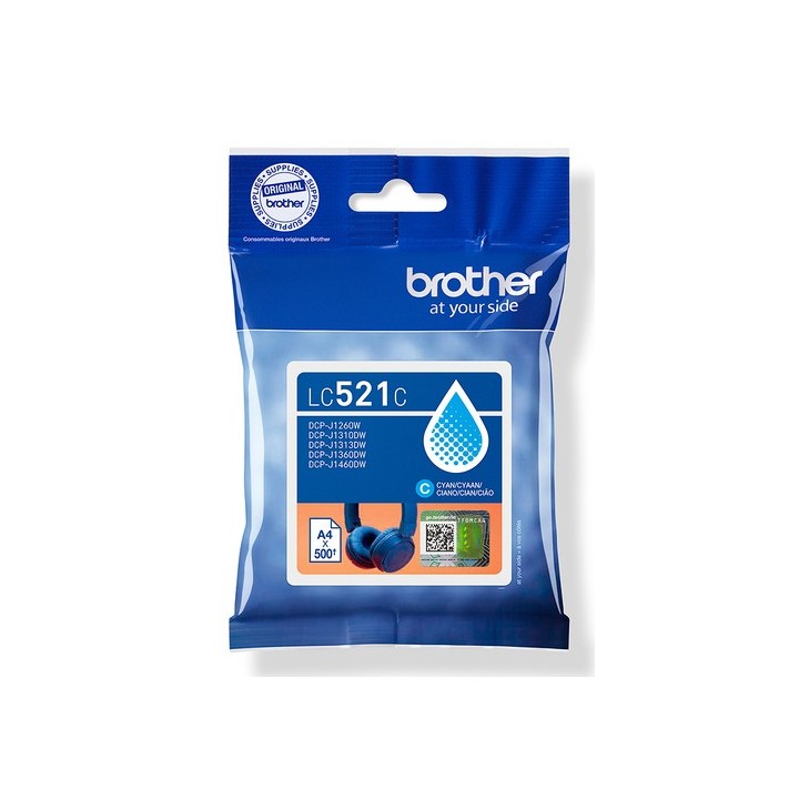 Brother LC521C - Ciano - originale - imballaggio a cuscino - cartuccia d'inchiostro - per Brother DCP-J1260W, DCP-J1310DW, DCP-