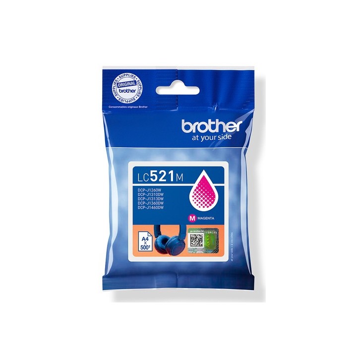 Brother LC521M - Magenta - originale - imballaggio a cuscino - cartuccia d'inchiostro - per Brother DCP-J1260W, DCP-J1310DW, DC