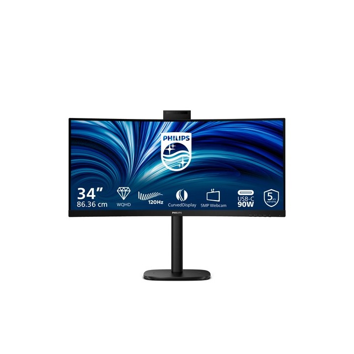 Philips 34B2U3600CH - 3000 Series - monitor a LED - curvato - 34" - 3440 x 1440 WQHD @ 120 Hz - VA - 300 cd/m² - 3500:1 - HDR10