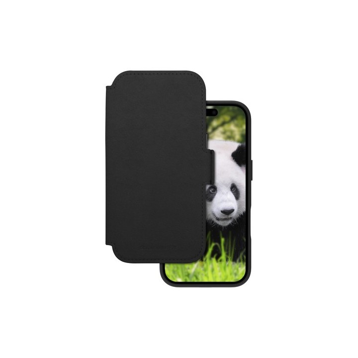 dbramante1928 Lynge - Flip cover per cellulare - Compatibilità MagSafe - pelle pieno fiore - nero - per Apple iPhone 17